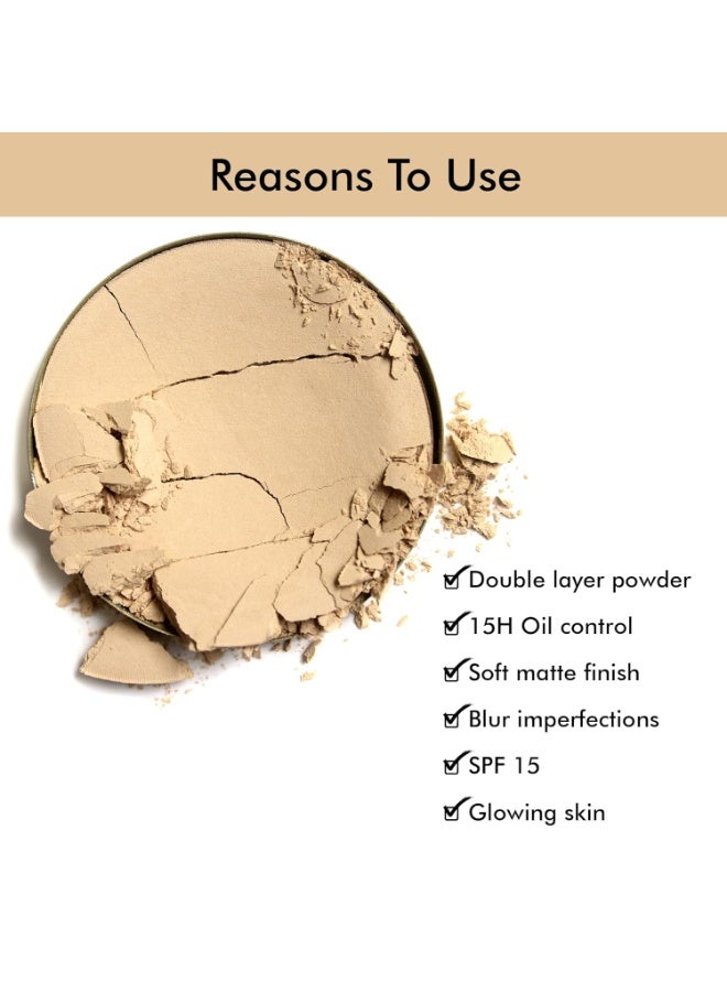 Colors Queen 2-in-1 Charming Compact Powder – 04 Sand, 18g | Oil Control, Lightweight & Long-Lasting Pressed Compact Powder for Face Makeup with Mirror and Puff - Image 2